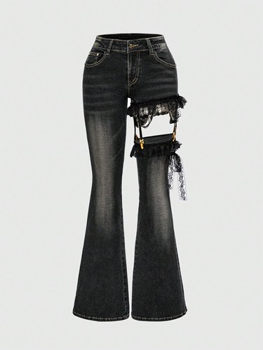 Damen bootcut jeans grau - bootcut,